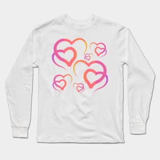 Gradient Heart Pattern Long Sleeve T-Shirt